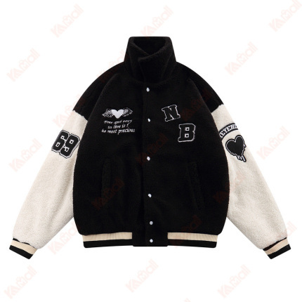 cotton blend black bomber jacket